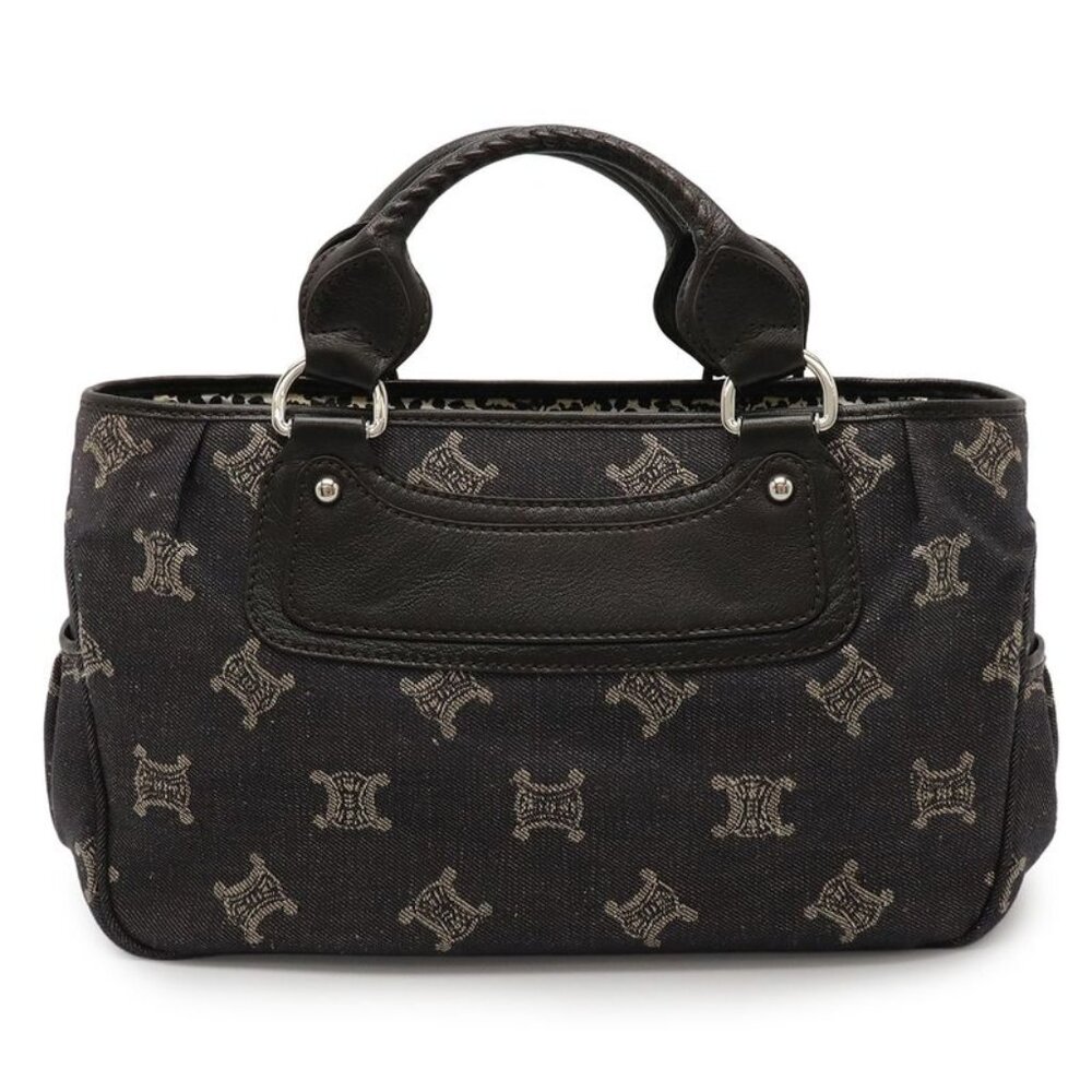 Celine Paris Macadam Boogie Bag Tote Denim Leather Black Silver - Picture 1 of 8